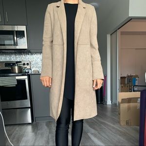 Zara long suede-look jacket